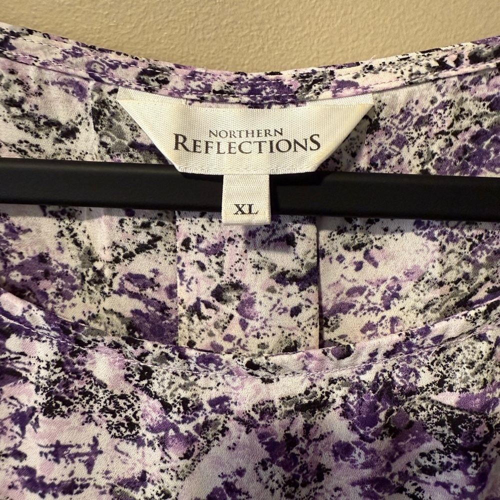 Northern Reflections Purple & Grey Blotchy/Snakeskin/Honeycomb Print Top - Picture 2 of 11